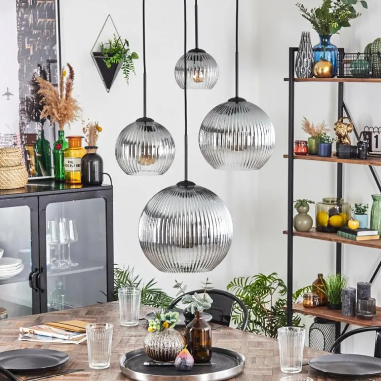 Koyoto Suspension, Boule lumineuse, Suspension Clair, Fumé, 4 lumières