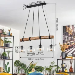 Koyoto Suspension, Boule lumineuse, Suspension Écru, Noir, 4 lumières