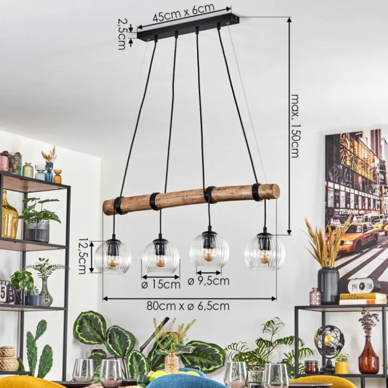 Koyoto Suspension, Boule lumineuse, Suspension Écru, Noir, 4 lumières