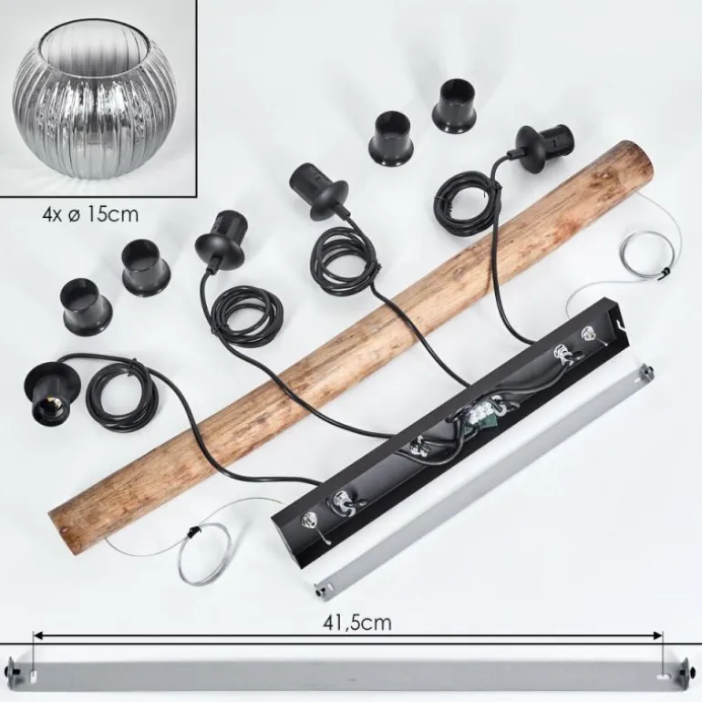 Koyoto Suspension, Boule lumineuse, Suspension Écru, Noir, 4 lumières