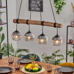 Koyoto Suspension, Boule lumineuse, Suspension Écru, Noir, 4 lumières