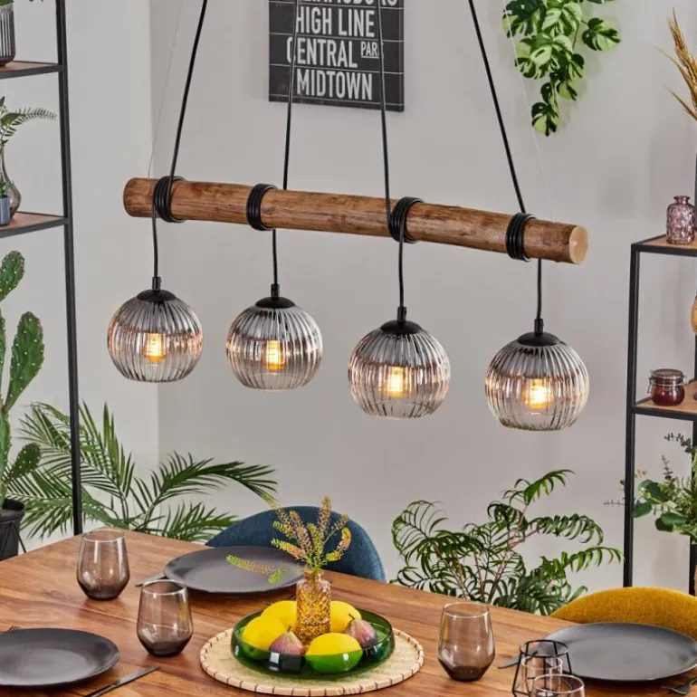 Koyoto Suspension, Boule lumineuse, Suspension Écru, Noir, 4 lumières