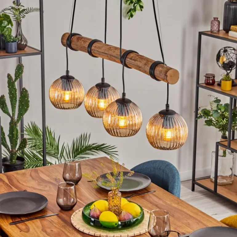 Koyoto Suspension, Boule lumineuse, Suspension Écru, Noir, 4 lumières