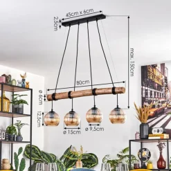 Koyoto Suspension, Boule lumineuse, Suspension Écru, Noir, 4 lumières