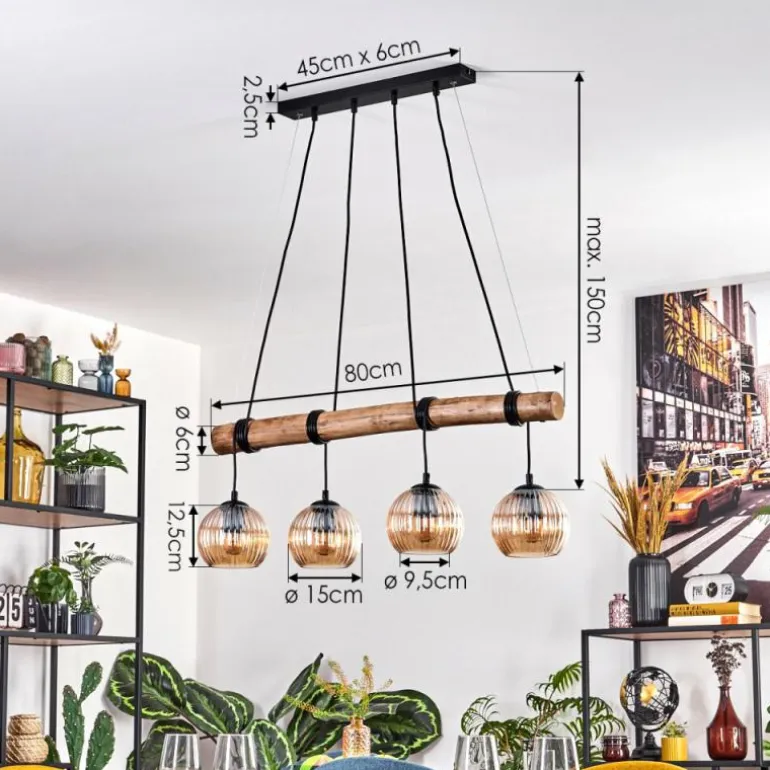 Koyoto Suspension, Boule lumineuse, Suspension Écru, Noir, 4 lumières