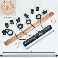 Koyoto Suspension, Boule lumineuse, Suspension Écru, Noir, 4 lumières