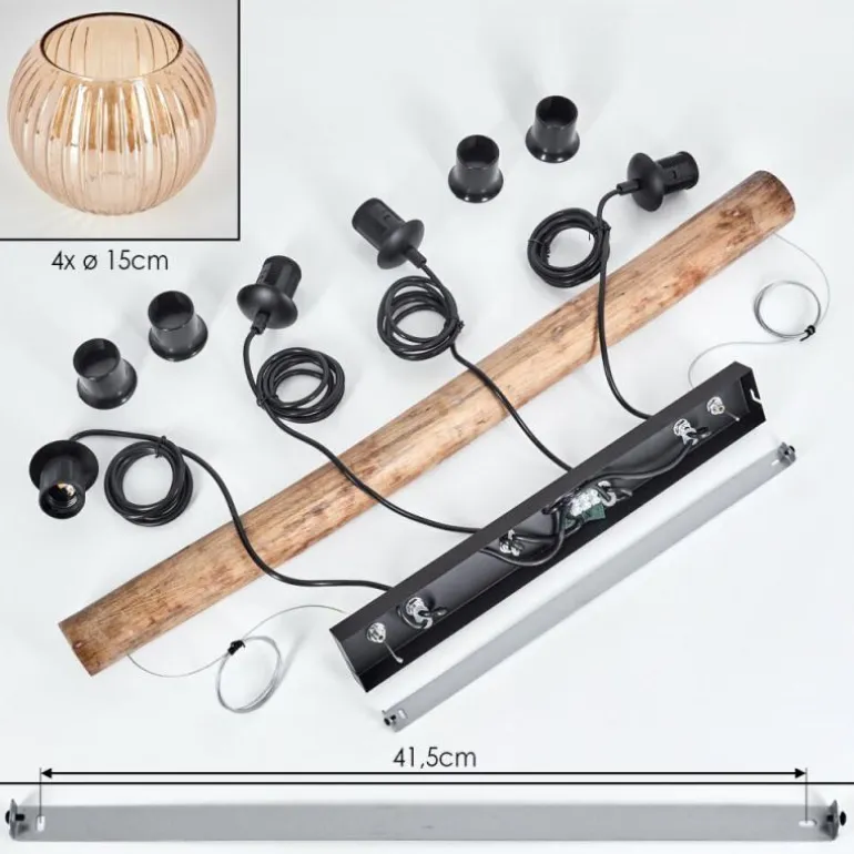 Koyoto Suspension, Boule lumineuse, Suspension Écru, Noir, 4 lumières