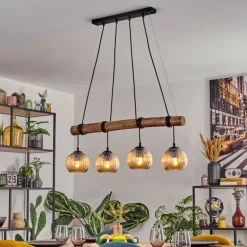 Koyoto Suspension, Boule lumineuse, Suspension Écru, Noir, 4 lumières