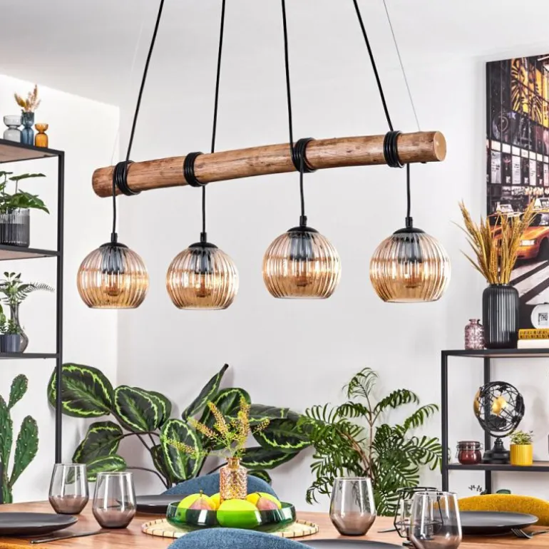 Koyoto Suspension, Boule lumineuse, Suspension Écru, Noir, 4 lumières