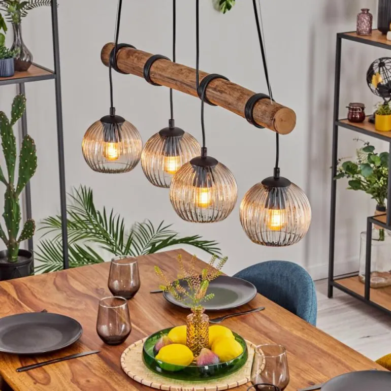 Koyoto Suspension, Boule lumineuse, Suspension Écru, Noir, 4 lumières