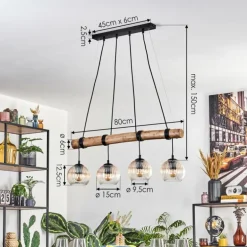 Koyoto Suspension, Boule lumineuse, Suspension Écru, Noir, 4 lumières