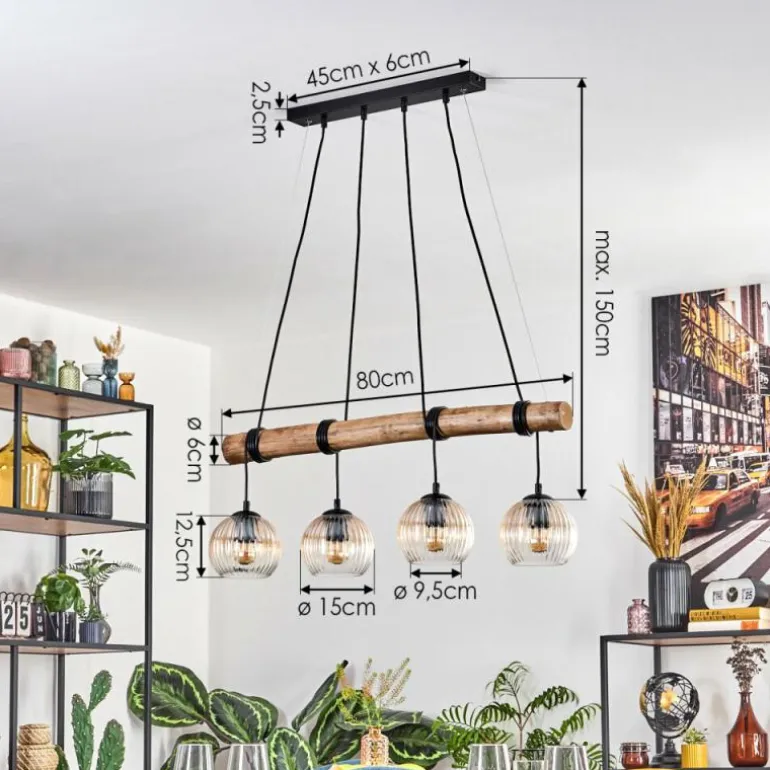 Koyoto Suspension, Boule lumineuse, Suspension Écru, Noir, 4 lumières