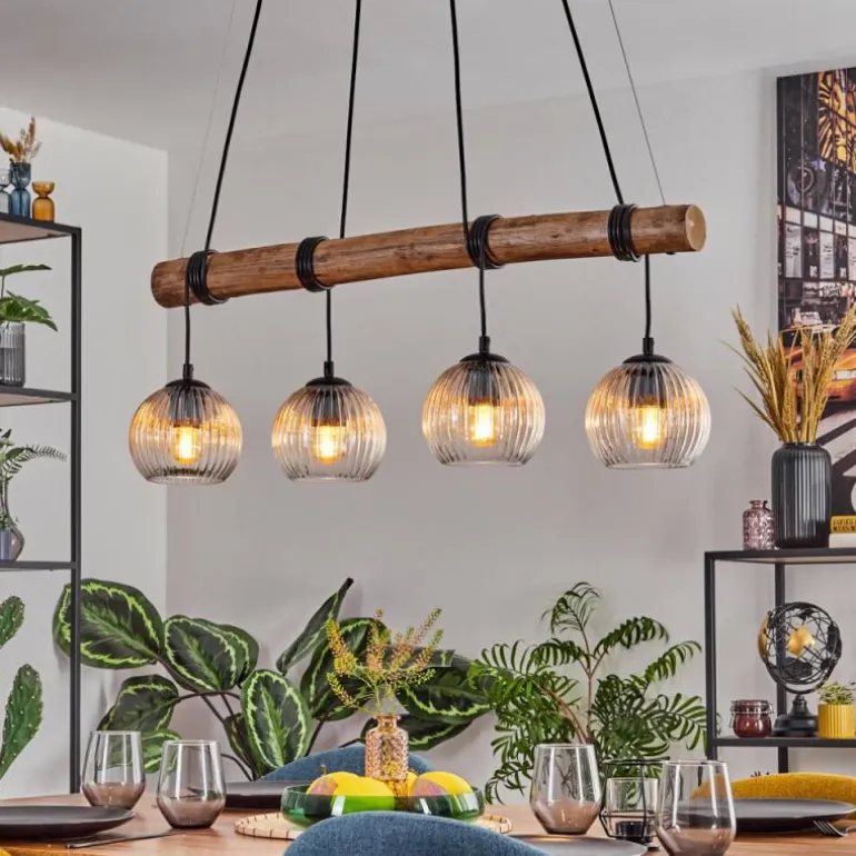 Koyoto Suspension, Boule lumineuse, Suspension Écru, Noir, 4 lumières