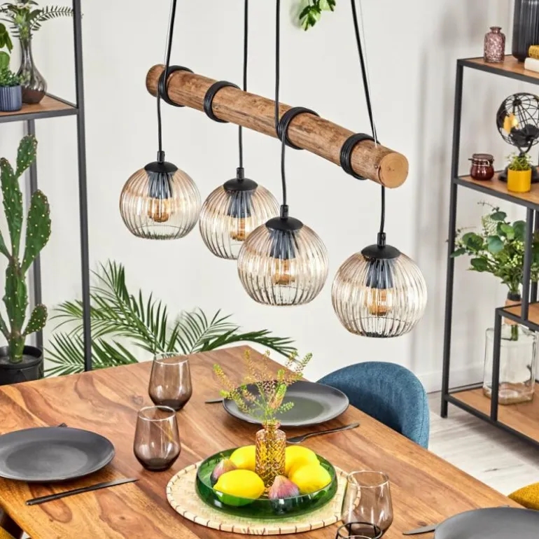 Koyoto Suspension, Boule lumineuse, Suspension Écru, Noir, 4 lumières