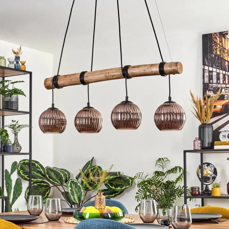 Koyoto Suspension, Boule lumineuse, Suspension Écru, Noir, 4 lumières