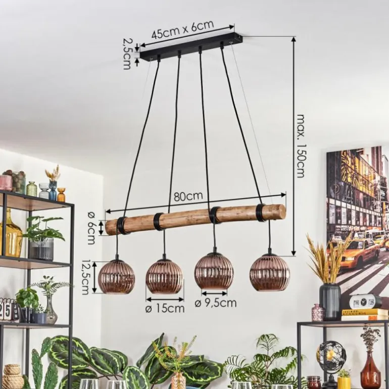 Koyoto Suspension, Boule lumineuse, Suspension Écru, Noir, 4 lumières