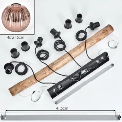 Koyoto Suspension, Boule lumineuse, Suspension Écru, Noir, 4 lumières