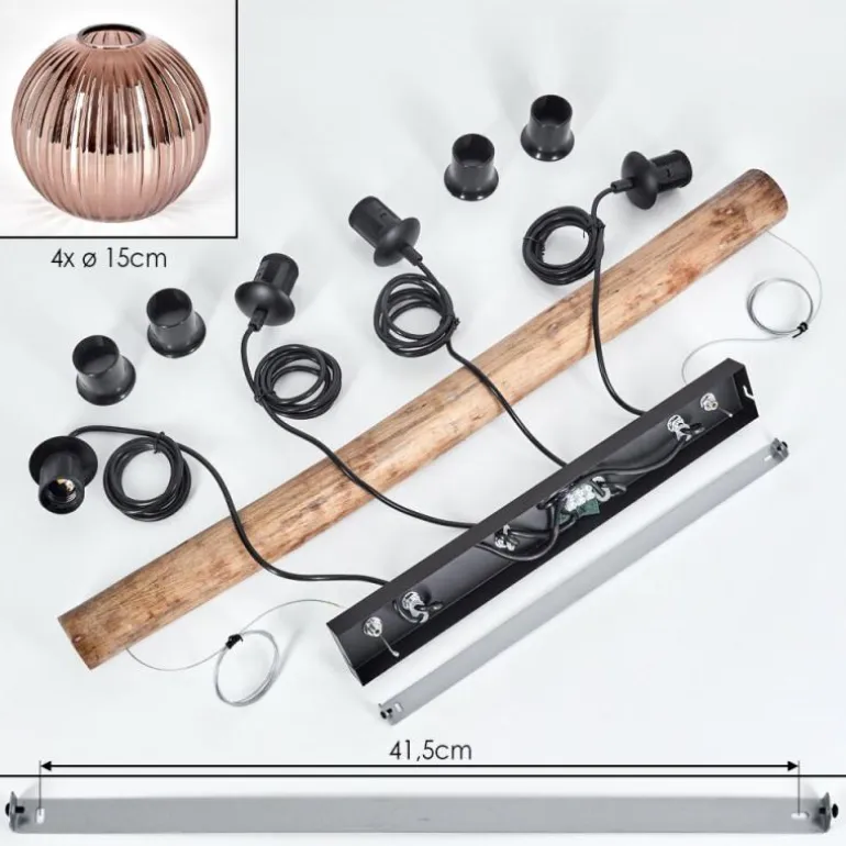 Koyoto Suspension, Boule lumineuse, Suspension Écru, Noir, 4 lumières
