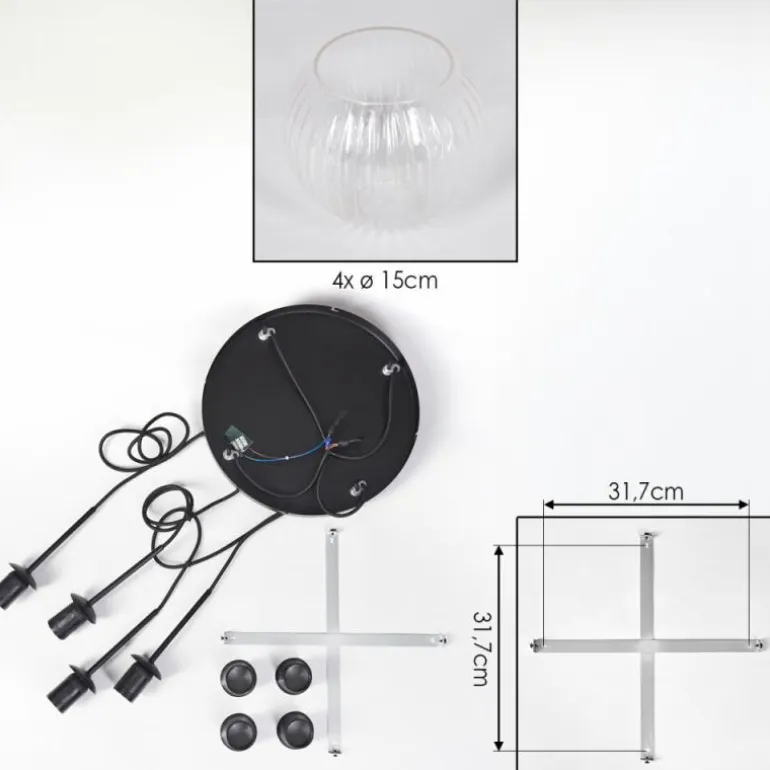 Koyoto Suspension, Boule lumineuse, Suspension 35 cm Clair, 4 lumières