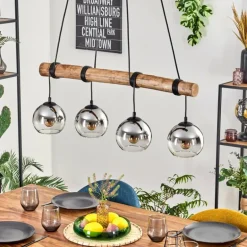 Koyoto Suspension, Boule lumineuse, Suspension Écru, Noir, 4 lumières