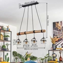 Koyoto Suspension, Boule lumineuse, Suspension Écru, Noir, 4 lumières