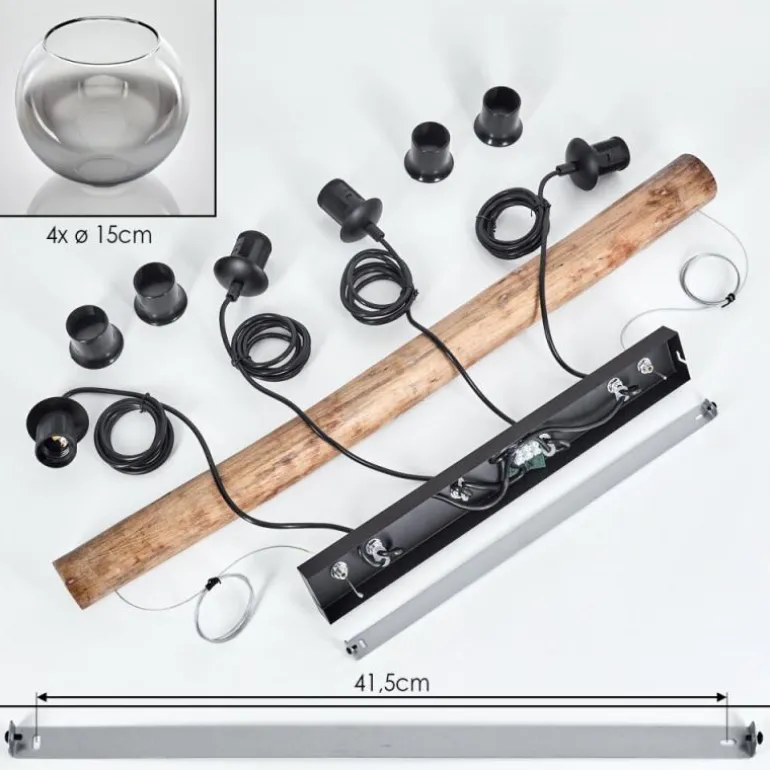 Koyoto Suspension, Boule lumineuse, Suspension Écru, Noir, 4 lumières