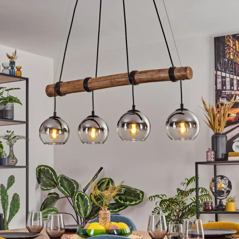 Koyoto Suspension, Boule lumineuse, Suspension Écru, Noir, 4 lumières