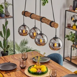 Koyoto Suspension, Boule lumineuse, Suspension Écru, Noir, 4 lumières
