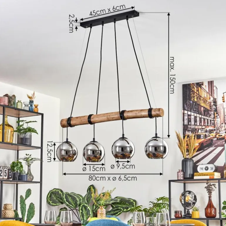 Koyoto Suspension, Boule lumineuse, Suspension Écru, Noir, 4 lumières