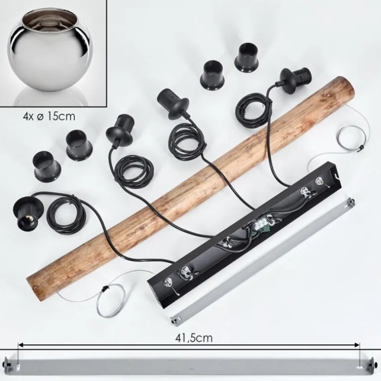 Koyoto Suspension, Boule lumineuse, Suspension Écru, Noir, 4 lumières