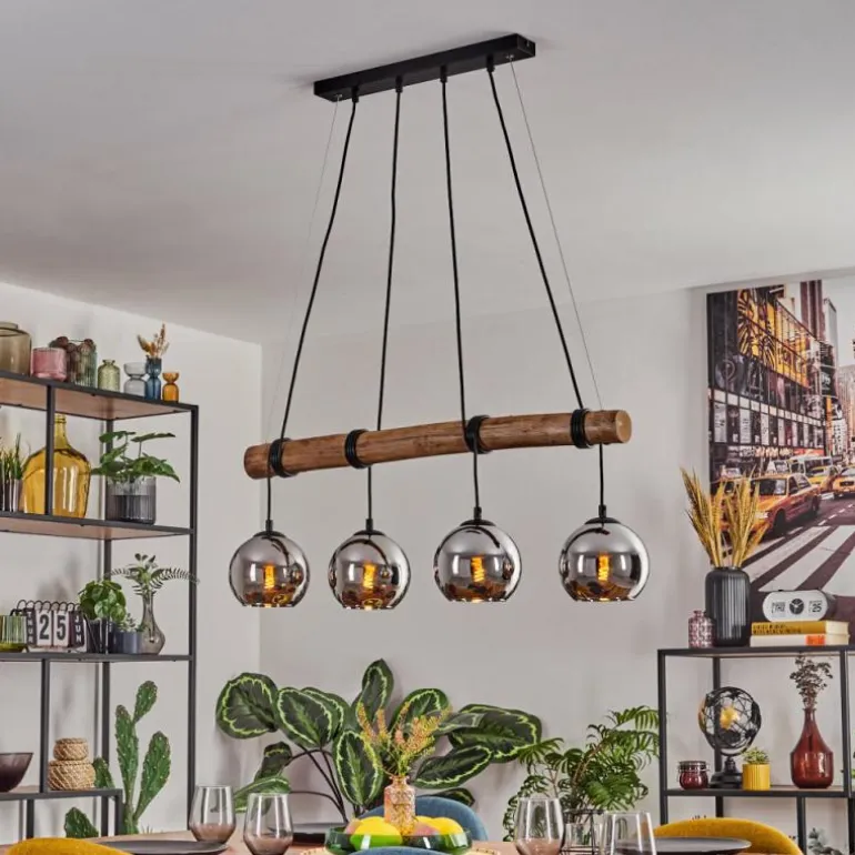 Koyoto Suspension, Boule lumineuse, Suspension Écru, Noir, 4 lumières