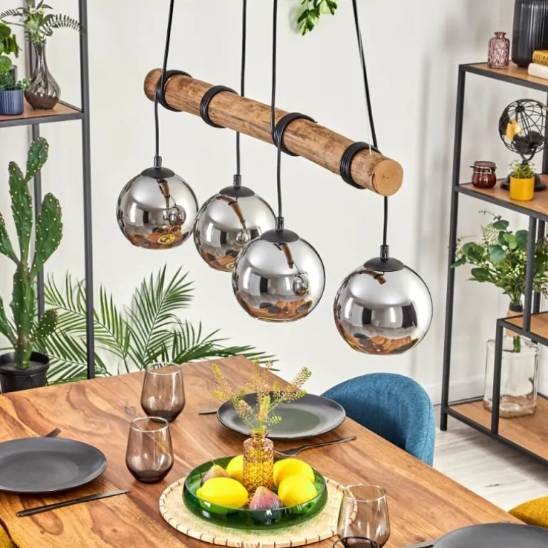 Koyoto Suspension, Boule lumineuse, Suspension Écru, Noir, 4 lumières