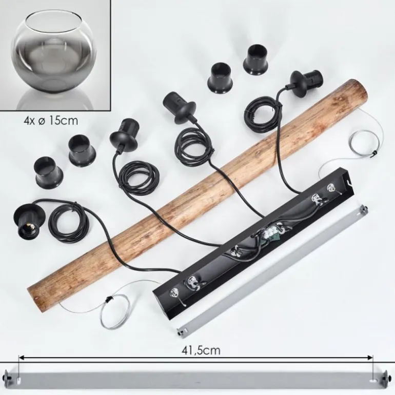 Koyoto Suspension, Boule lumineuse, Suspension Écru, Noir, 4 lumières