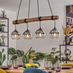 Koyoto Suspension, Boule lumineuse, Suspension Écru, Noir, 4 lumières