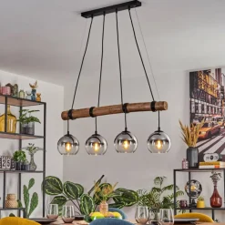 Koyoto Suspension, Boule lumineuse, Suspension Écru, Noir, 4 lumières