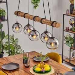 Koyoto Suspension, Boule lumineuse, Suspension Écru, Noir, 5 lumières