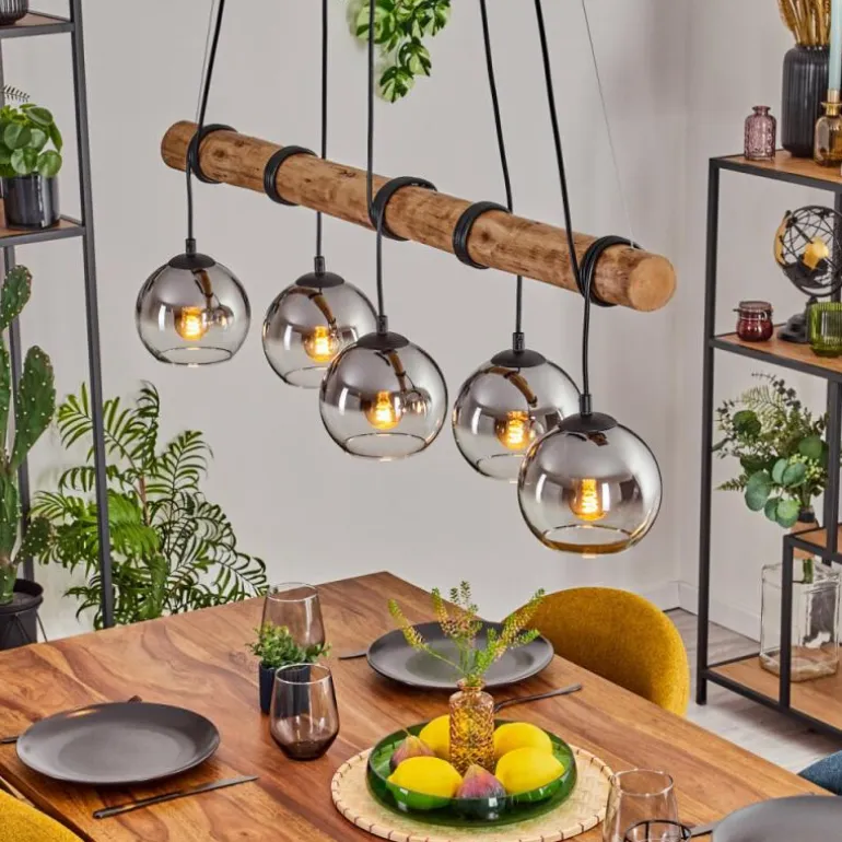 Koyoto Suspension, Boule lumineuse, Suspension Écru, Noir, 5 lumières