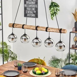 Koyoto Suspension, Boule lumineuse, Suspension Écru, Noir, 5 lumières