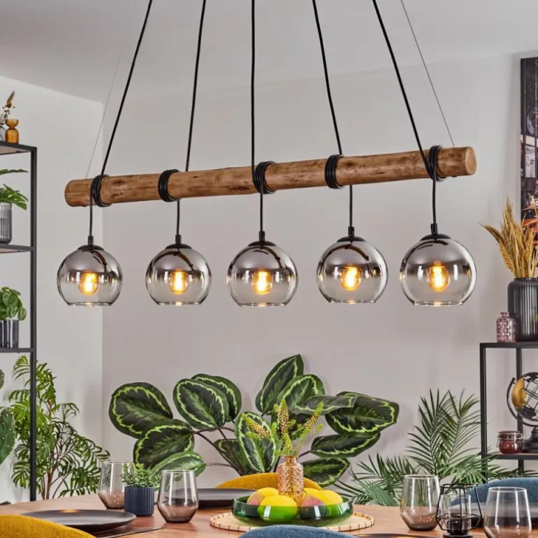 Koyoto Suspension, Boule lumineuse, Suspension Écru, Noir, 5 lumières