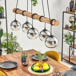 Koyoto Suspension, Boule lumineuse, Suspension Écru, Noir, 5 lumières