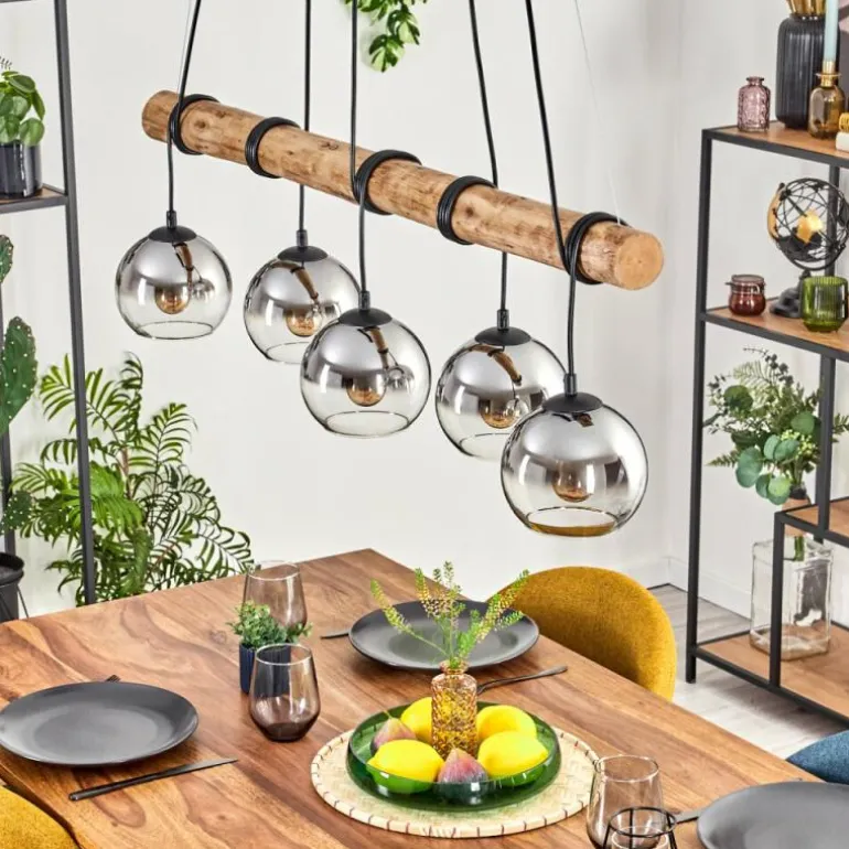 Koyoto Suspension, Boule lumineuse, Suspension Écru, Noir, 5 lumières
