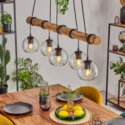 Koyoto Suspension, Boule lumineuse, Suspension Écru, Noir, 5 lumières