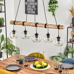 Koyoto Suspension, Boule lumineuse, Suspension Écru, Noir, 5 lumières