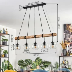 Koyoto Suspension, Boule lumineuse, Suspension Écru, Noir, 5 lumières