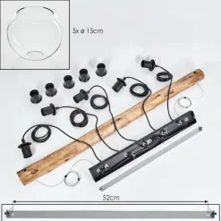 Koyoto Suspension, Boule lumineuse, Suspension Écru, Noir, 5 lumières
