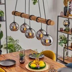 Koyoto Suspension, Boule lumineuse, Suspension Écru, Noir, 5 lumières