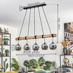 Koyoto Suspension, Boule lumineuse, Suspension Écru, Noir, 5 lumières
