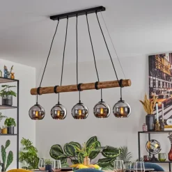 Koyoto Suspension, Boule lumineuse, Suspension Écru, Noir, 5 lumières