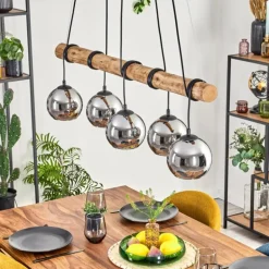 Koyoto Suspension, Boule lumineuse, Suspension Écru, Noir, 5 lumières