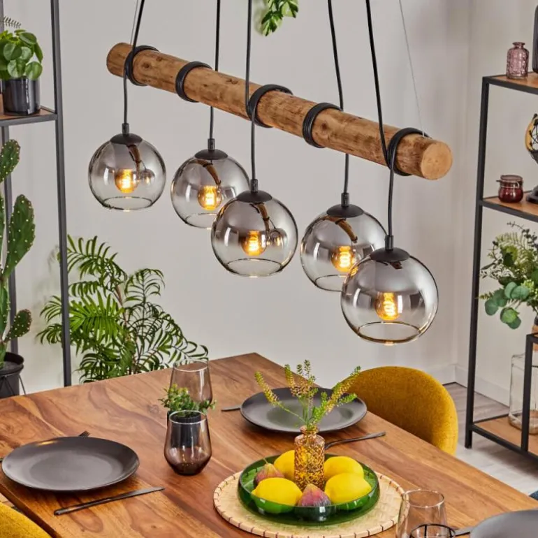 Koyoto Suspension, Boule lumineuse, Suspension Écru, Noir, 5 lumières
